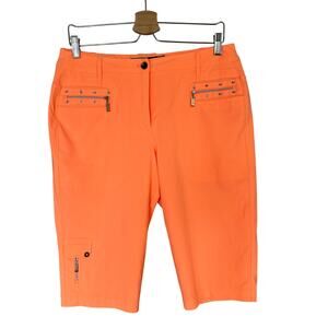 Jamie Sadock Bermuda Shorts Women's Golf Hiking Capri Passion Orange Sz 8 Studs